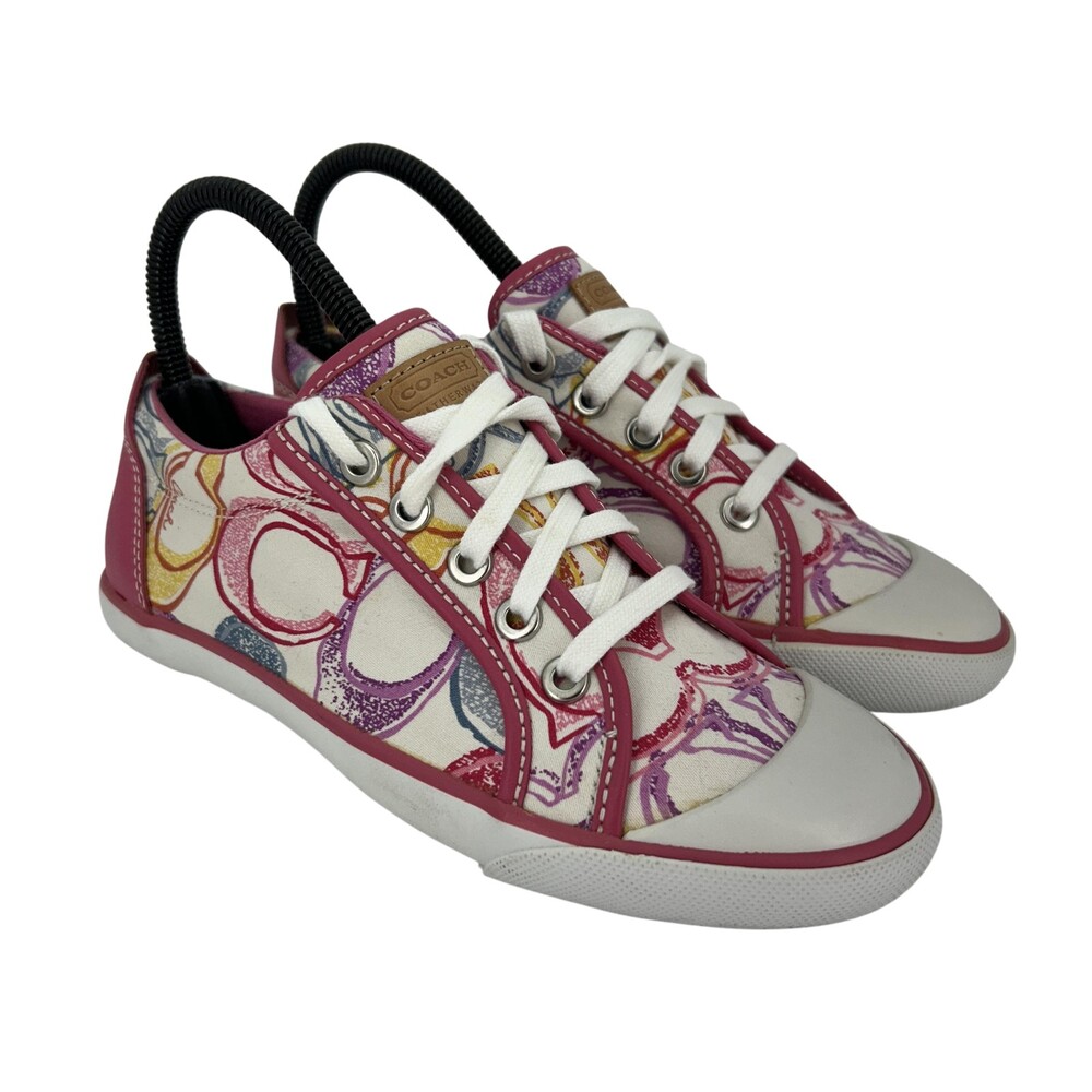 Vintage Coach Barrett Shoes Womens Size 6 Multicolor Signature C Canvas Y2K 2000